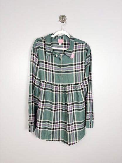 XXL - Paisley Sky Plaid Babydoll Nursing-Friendly Tunic