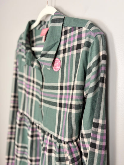 XXL - Paisley Sky Plaid Babydoll Nursing-Friendly Tunic