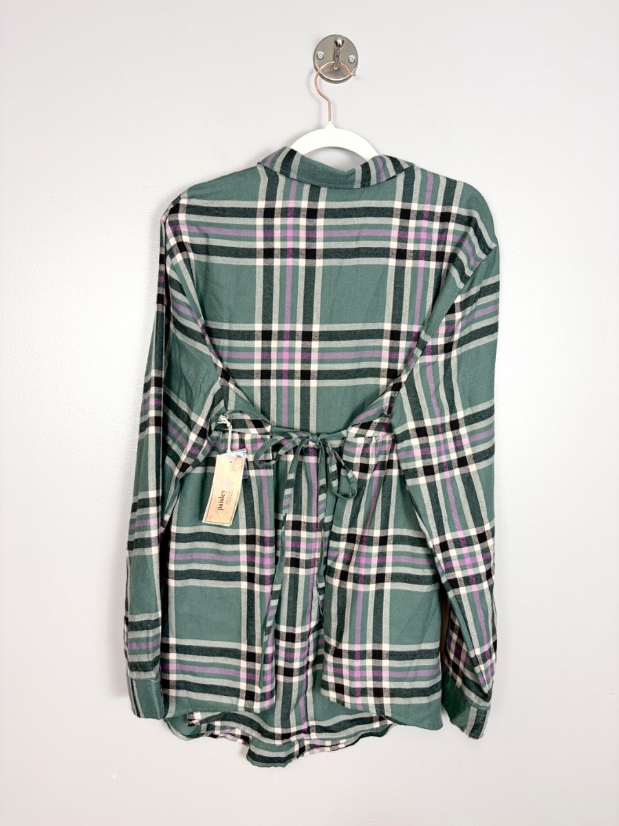 XXL - Paisley Sky Plaid Babydoll Nursing-Friendly Tunic