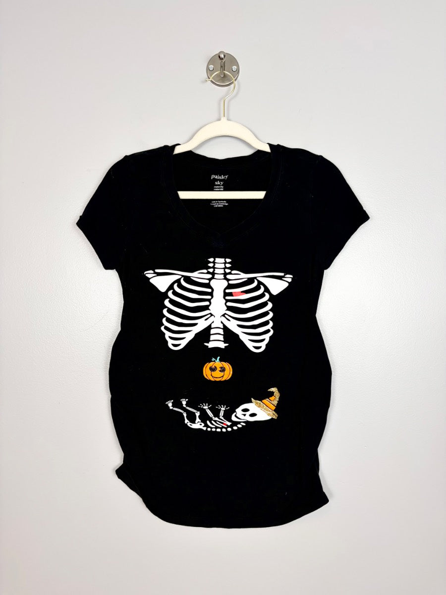 M - Paisley Sky Halloween Skeleton Tee