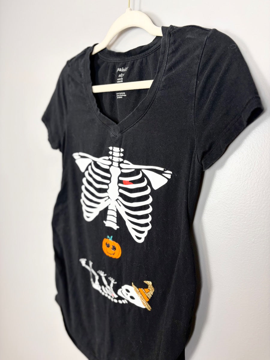 M - Paisley Sky Halloween Skeleton Tee