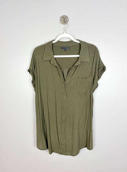 XL - George Olive Button Front Blouse