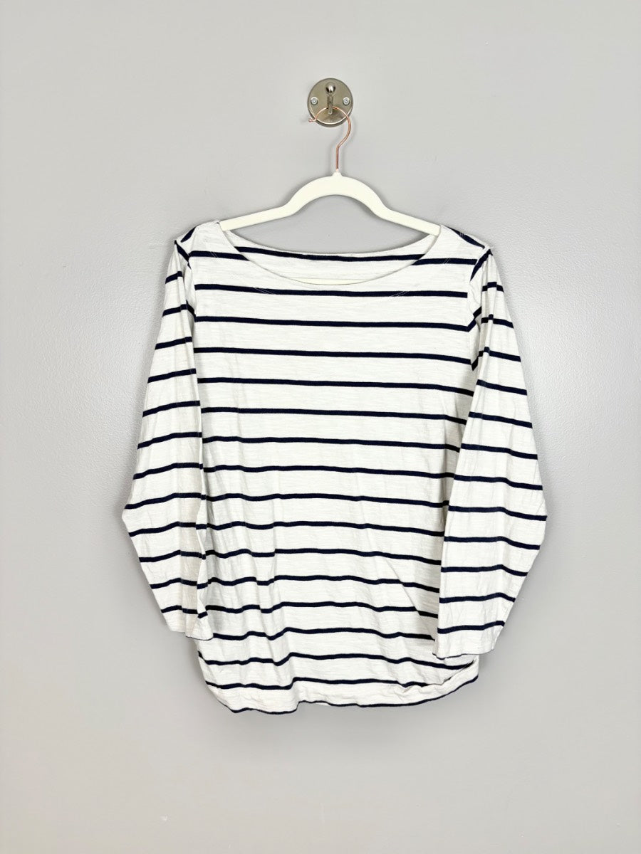 XL - Old Navy White Striped Boatneck Top
