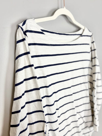 XL - Old Navy White Striped Boatneck Top