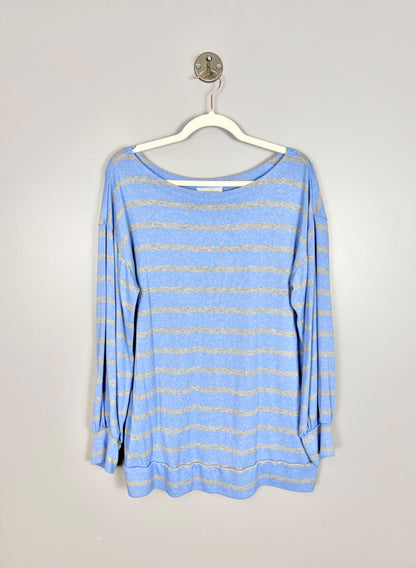 XL - Motherhood Light Blue Striped Pullover Sweater