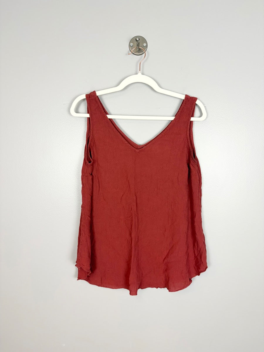 M - Motherhood Rust V-neck Tank