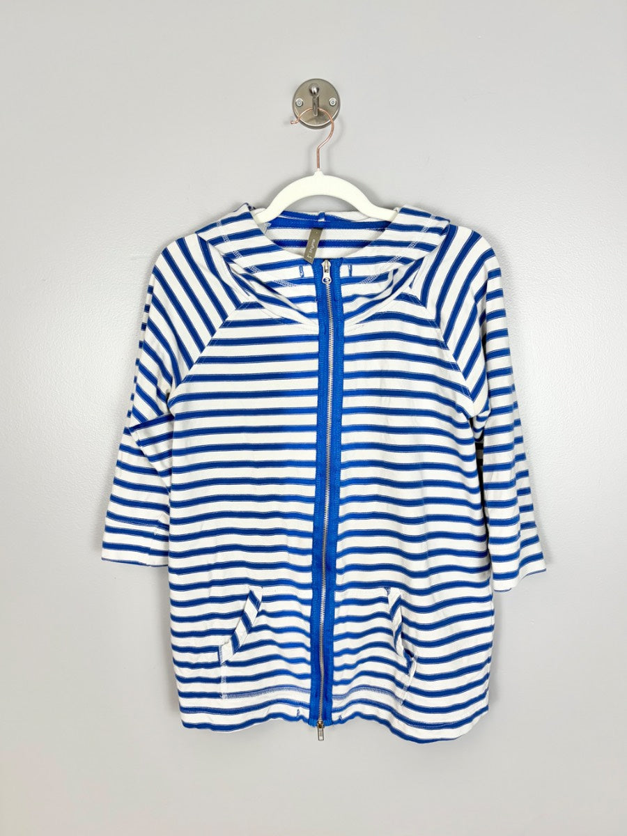 M - Thyme Striped Zip Jacket