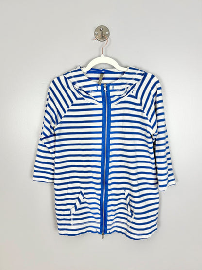 M - Thyme Striped Zip Jacket