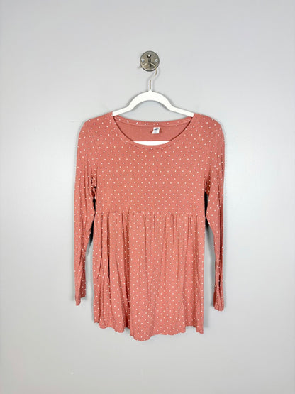 M - Old Navy Coral Polka Dot Babydoll Top