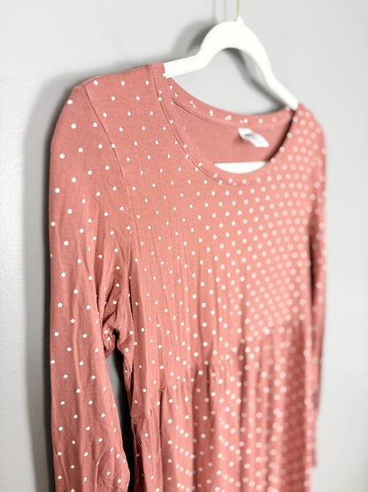 M - Old Navy Coral Polka Dot Babydoll Top