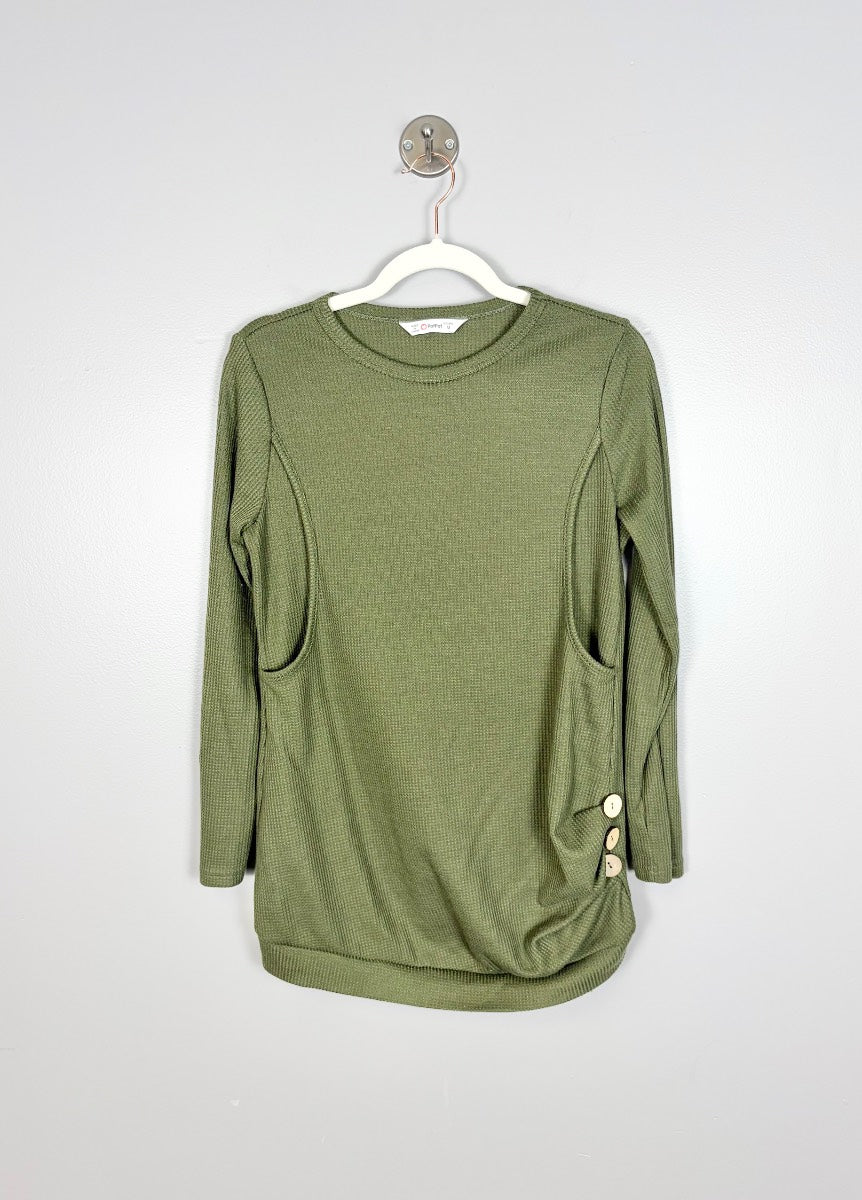 M - Pat Pat Olive Waffle Knit Nursing Top