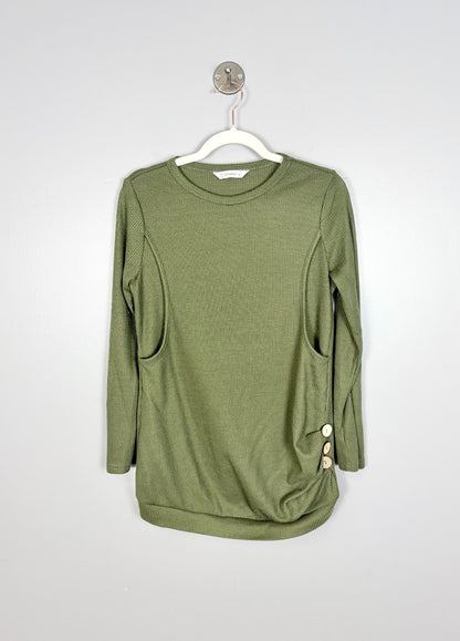 M - Pat Pat Olive Waffle Knit Nursing Top