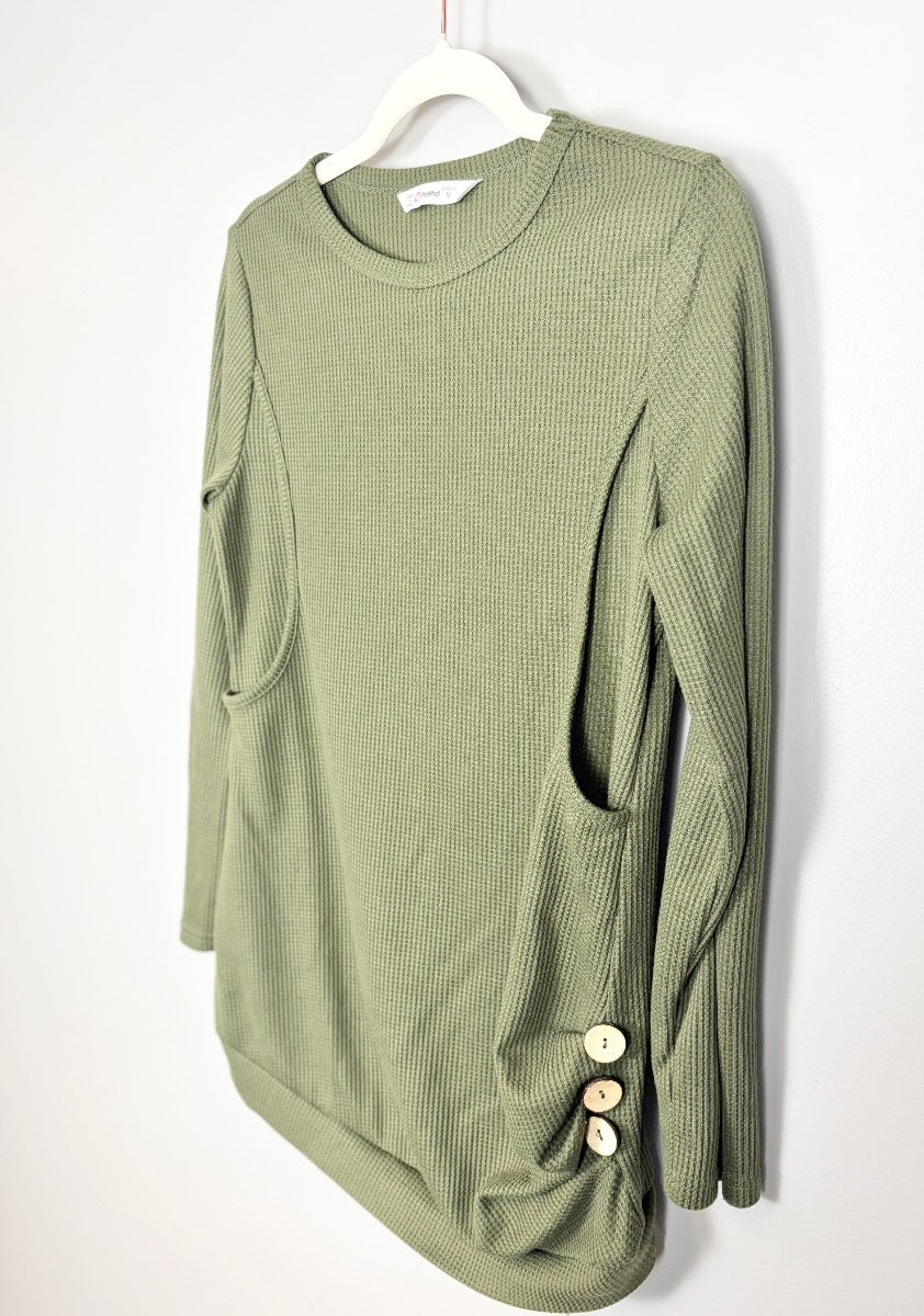 M - Pat Pat Olive Waffle Knit Nursing Top