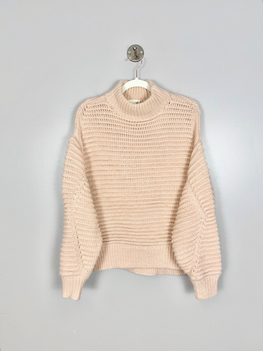 S - H & M Chunky Knit Peach Turtleneck Sweater