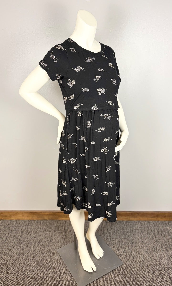M - Bearsland Black Floral Nursing Dress