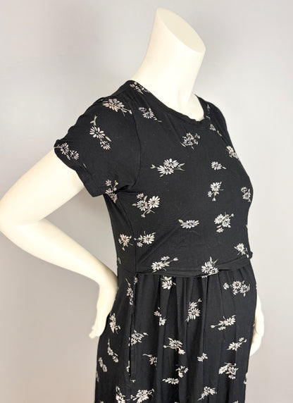 M - Bearsland Black Floral Nursing Dress