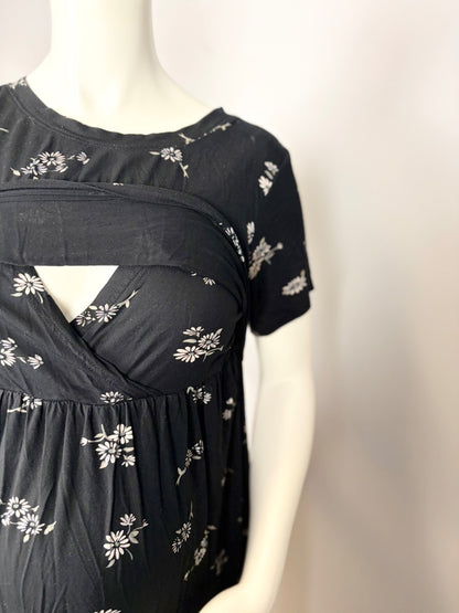 M - Bearsland Black Floral Nursing Dress