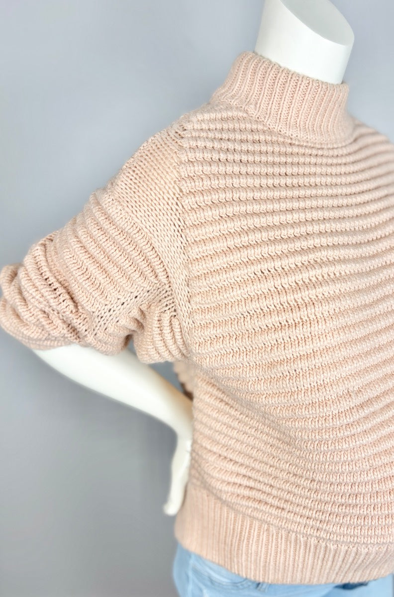 S - H & M Chunky Knit Peach Turtleneck Sweater