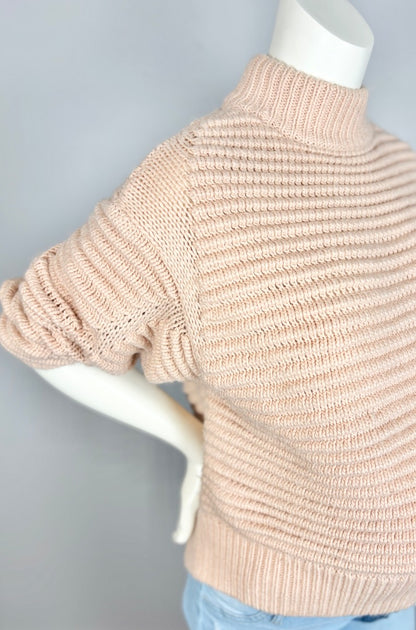 S - H & M Chunky Knit Peach Turtleneck Sweater