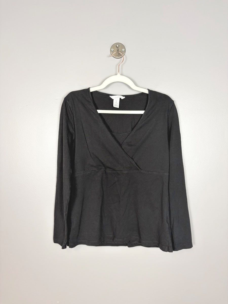 L - H & M Black Long Sleeve Wrap Nursing Top