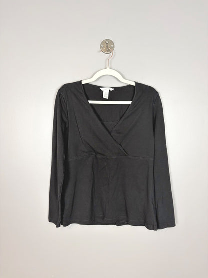 L - H & M Black Long Sleeve Wrap Nursing Top