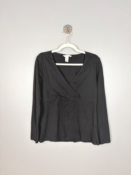 L - H & M Black Long Sleeve Wrap Nursing Top