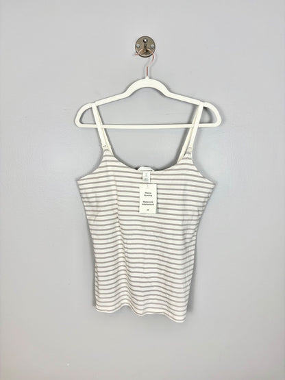 L - H & M Grey And White Striped Nursing Tank Top