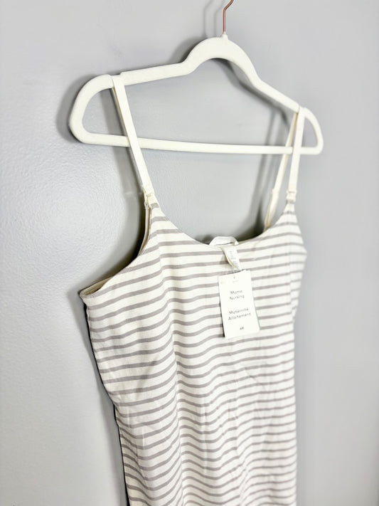 L - H & M Grey And White Striped Nursing Tank Top