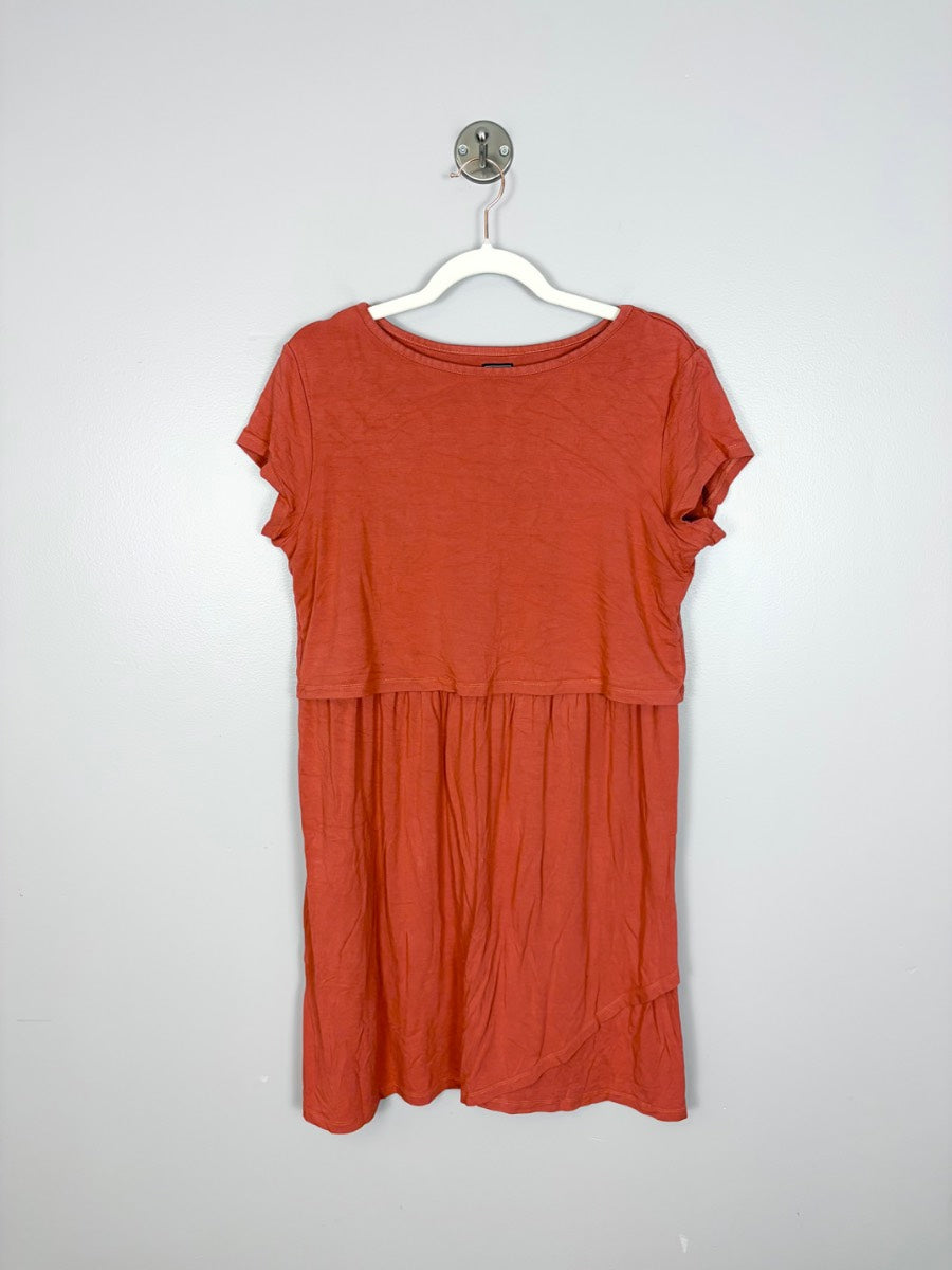L - Gap Coral Red Short Sleeve Nursing Dress