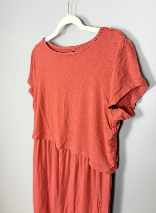 L - Gap Coral Red Short Sleeve Nursing Dress