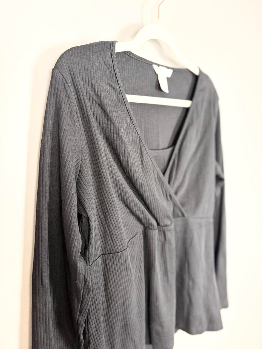 XL - H & M Wrap Front Long Sleeve Nursing Top
