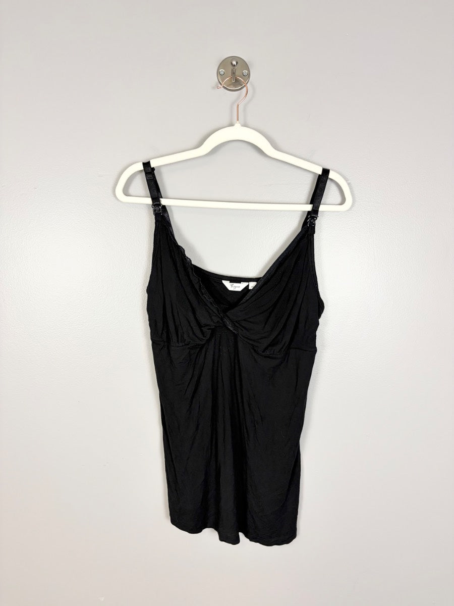 M - Thyme Black Twist Front Tank
