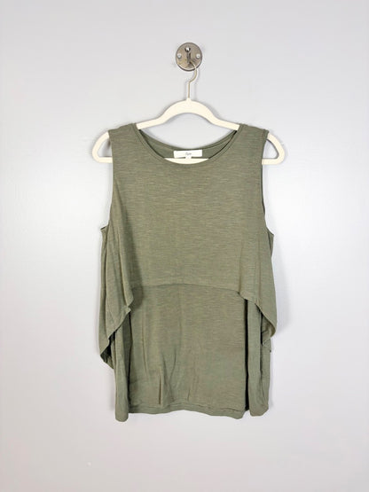 L - Ripe Cold Shoulder Nursing Tank Top