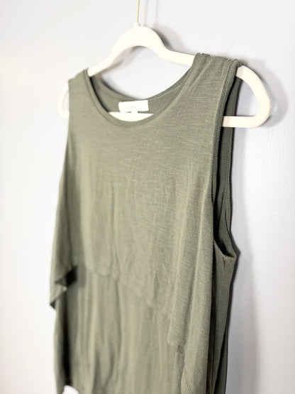 L - Ripe Cold Shoulder Nursing Tank Top