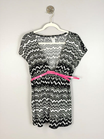 M - Motherhood Geometric Print Belt Detail Blouse