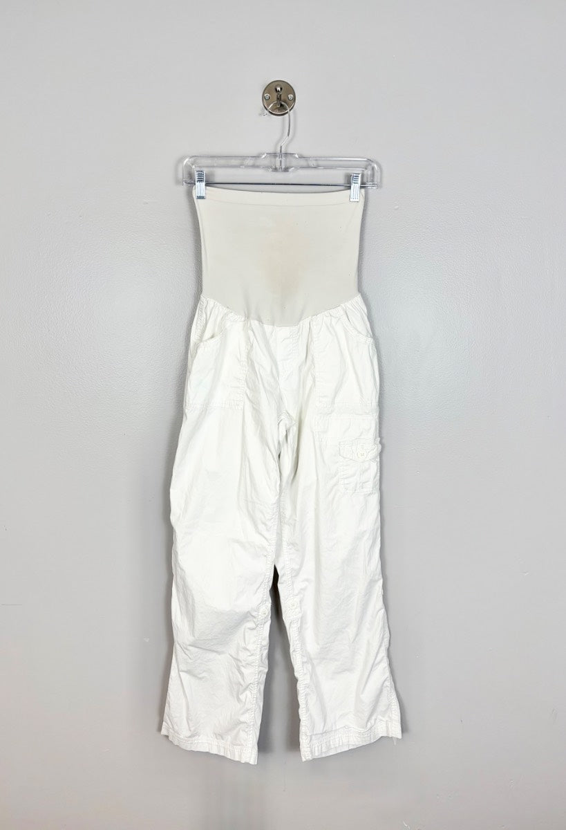 L - Motherhood White Stretch Summer Pants