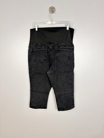 XL - Thyme Slim Fit Black Denim Capris